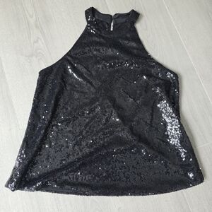 Elegant Black Sequin Halter Blouse
